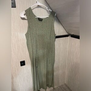 green floral midi dress